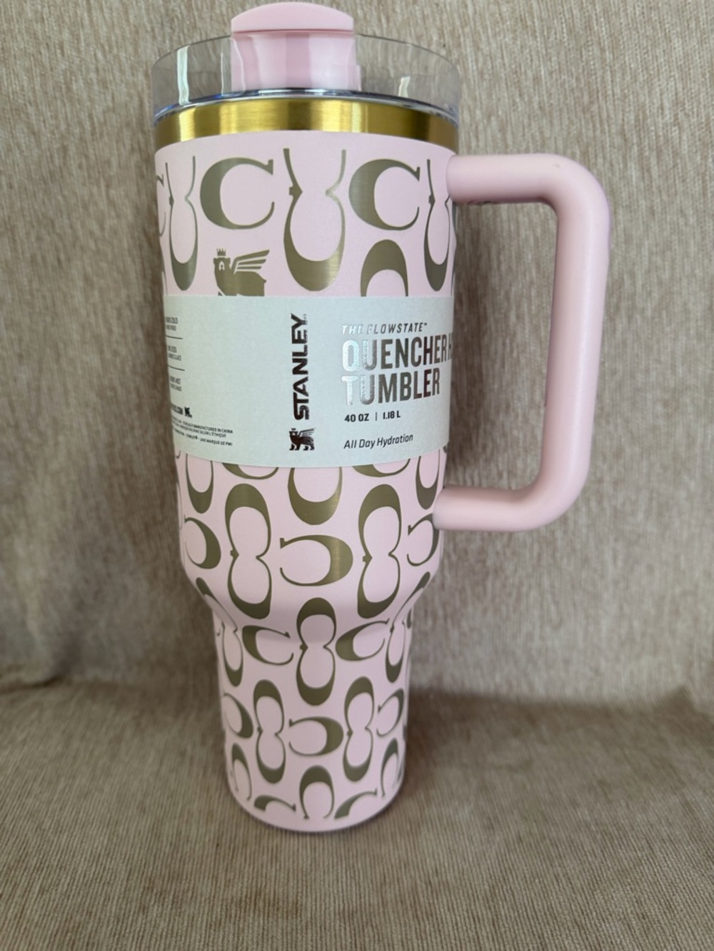 Pink Coach Stanley Cup with Box and Straw